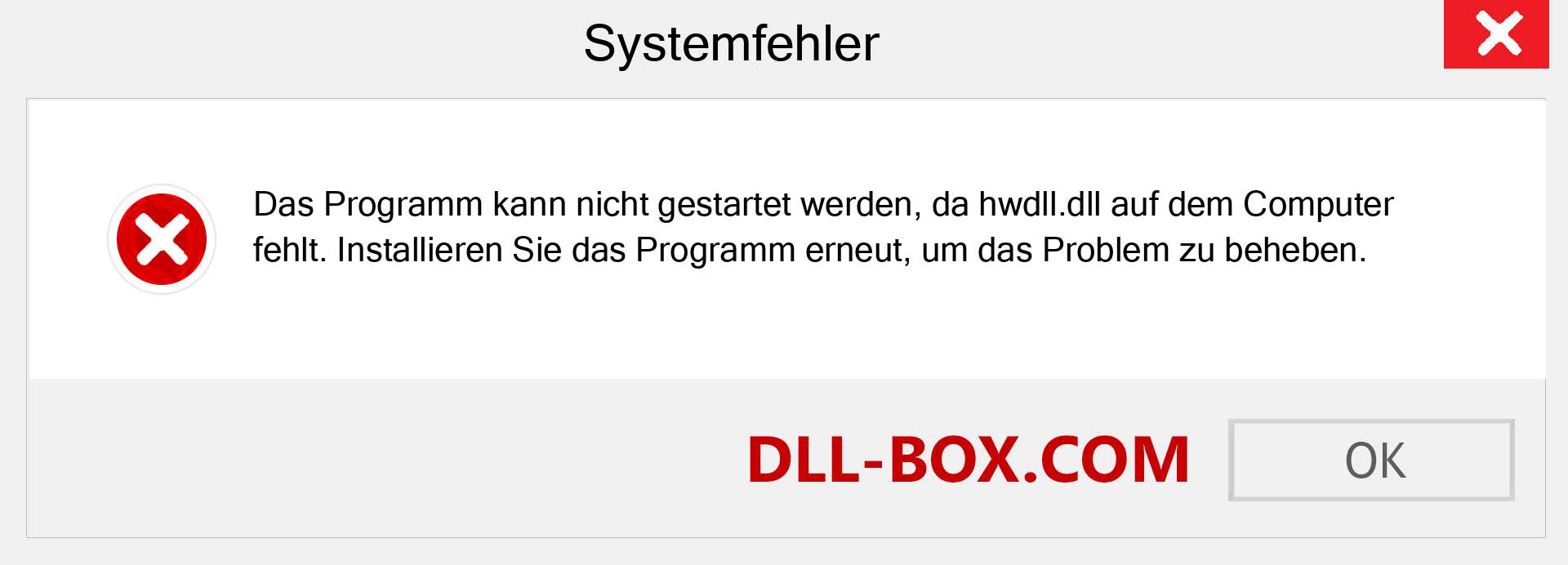 hwdll.dll-Datei fehlt?. Download für Windows 7, 8, 10 - Fix hwdll dll Missing Error unter Windows, Fotos, Bildern